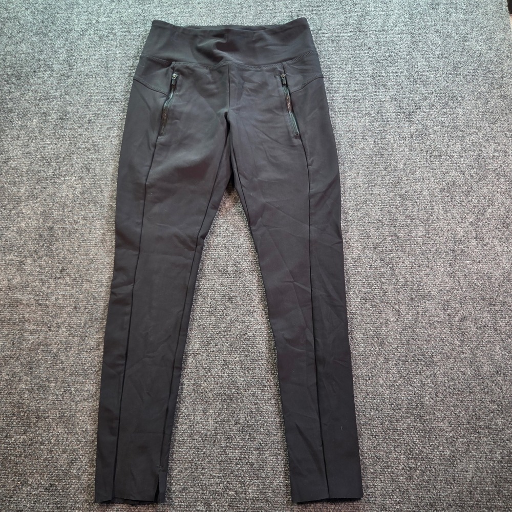Athleta Skinny Pants Womens XS Black High Rise Zip Pockets Ankle Slit Athleisure